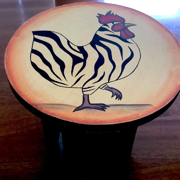 Rustic Primitive Rooster Wooden Stool  Farm Home Decor Final Sale - Picture 1 of 4